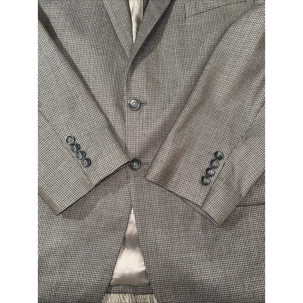 Joseph Feiss 44S Executive Fit Brown Houndstooth Tweed Two Button Jacket